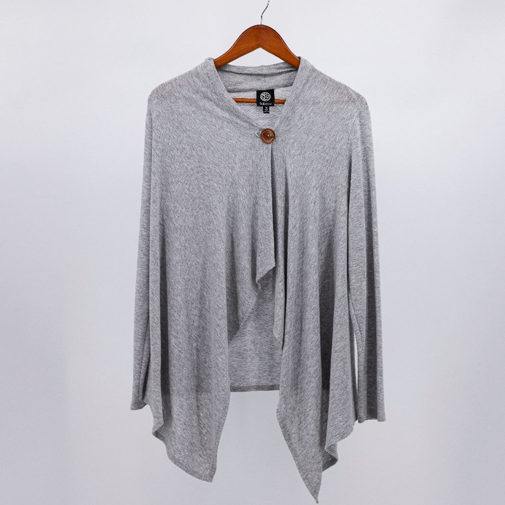 Heather Gray Cardigan Bobeau Large Button Detail - Size M - Excellent Condition